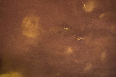 Aged paper sheet. Blank old background with dust and dirty stains. Vintage and antique art concept. Poster mockup. Detailed closeup studio shot. Front view. Toned