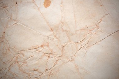 Aged paper sheet. Blank old background with dust and dirty stains. Vintage and antique art concept. Poster mockup. Detailed closeup studio shot. Front view. Toned