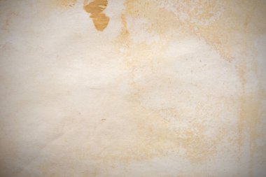 Aged paper sheet. Blank old background with dust and dirty stains. Vintage and antique art concept. Poster mockup. Detailed closeup studio shot. Front view. Toned