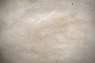 Aged paper sheet. Blank old background with dust and dirty stains. Vintage and antique art concept. Poster mockup. Detailed closeup studio shot. Front view. Toned