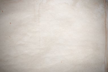 Aged paper sheet. Blank old background with dust and dirty stains. Vintage and antique art concept. Poster mockup. Detailed closeup studio shot. Front view. Toned