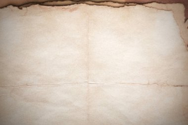 Aged paper sheet. Blank old background with dust and dirty stains. Vintage and antique art concept. Poster mockup. Detailed closeup studio shot. Front view. Toned