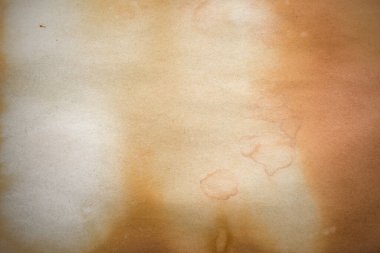 Aged paper sheet. Blank old background with dust and dirty stains. Vintage and antique art concept. Poster mockup. Detailed closeup studio shot. Front view. Toned