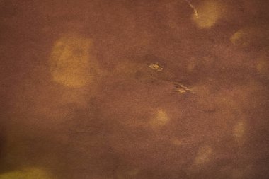 Aged paper sheet. Blank old background with dust and dirty stains. Vintage and antique art concept. Poster mockup. Detailed closeup studio shot. Front view. Toned