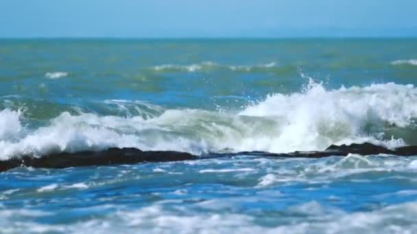 Las olas del mar rodan a la orilla . — Vídeo de stock