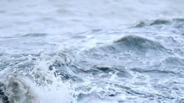 Las olas del mar rodan a la orilla . — Vídeos de Stock