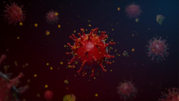 Animación Médica Con Coronavirus Covid Bajo Microscopio Renderizado — Vídeos de Stock