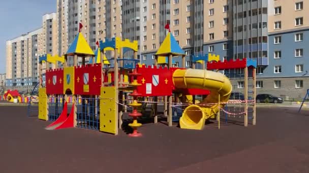 Closed Playgrounds Coronavirus Covid Epidemic Saint Petersburg — Stock Video