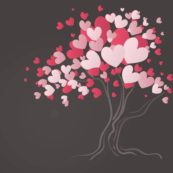 Árvore do amor com folhas coração — Vetor de Stock