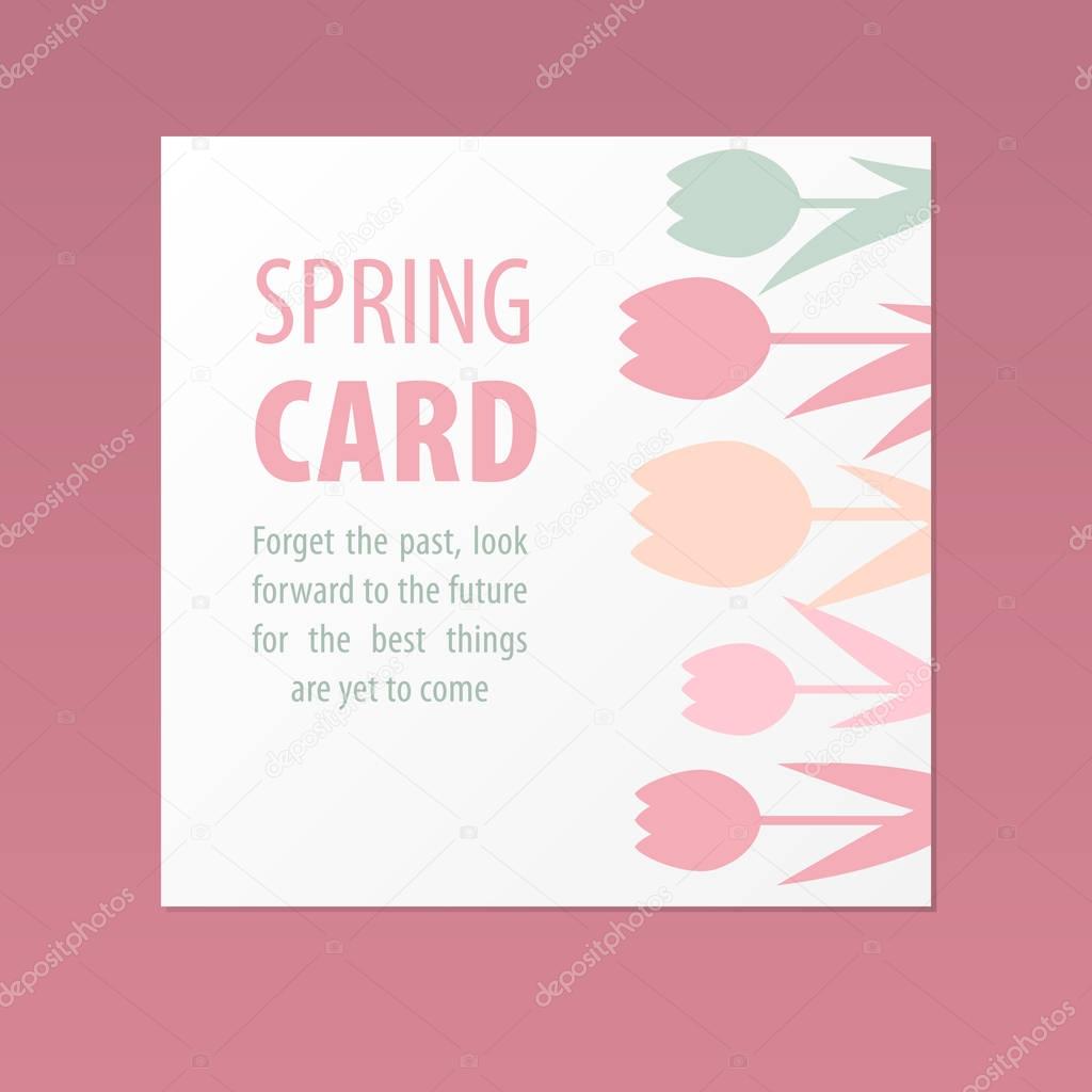 Card with stylized tulips with place for your text