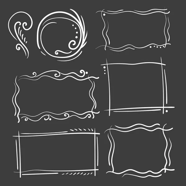 Set di cornici disegnate a mano. Cartoon vettoriale quadrato e bordi rotondi. Forme effetto matita — Vettoriale Stock