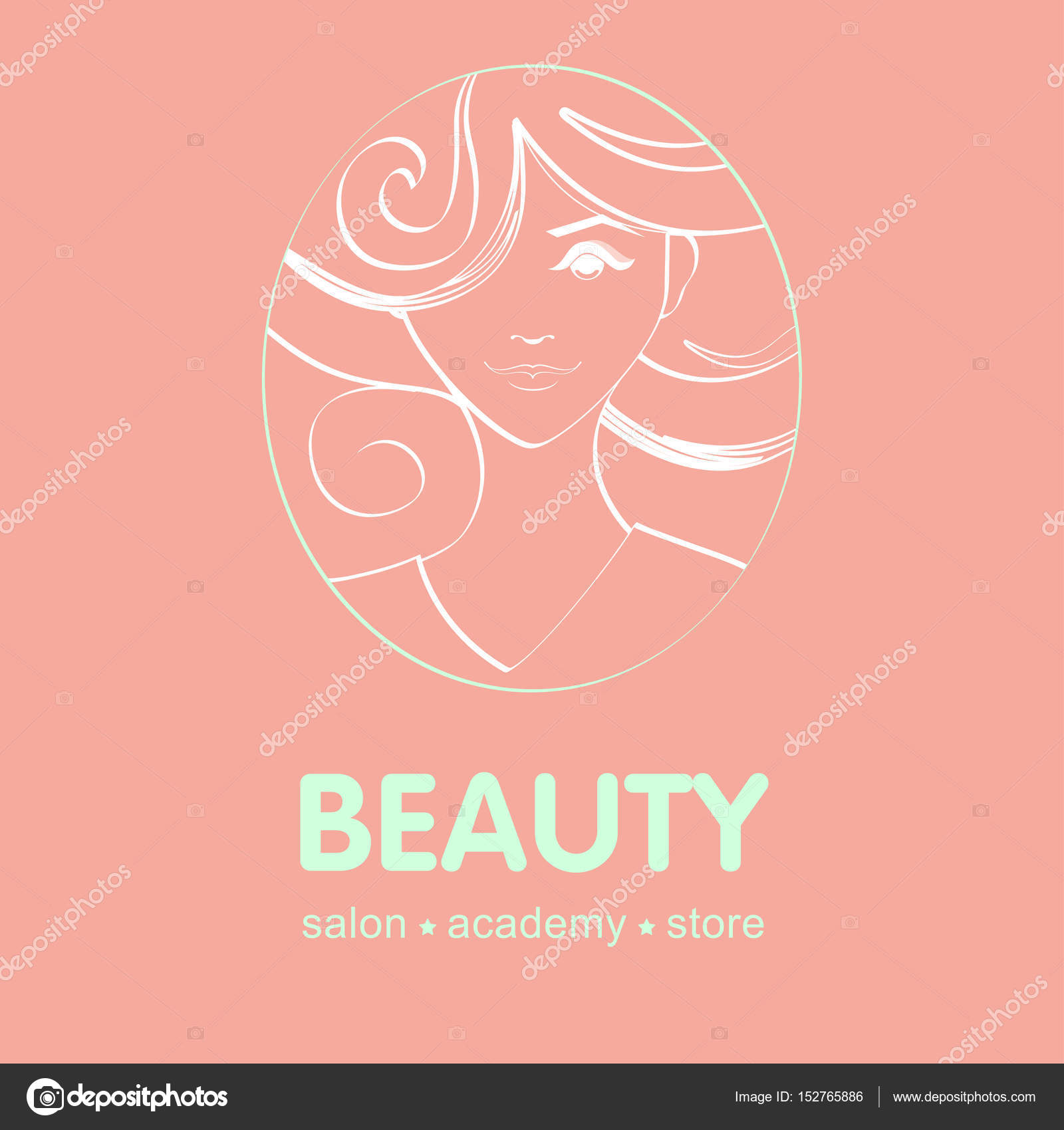 Beautiful Girl With Wavy Hair Vector Label Package Background