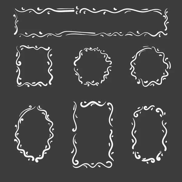 Set di cornici disegnate a mano. Bordi geometrici vettoriali dei cartoni animati . — Vettoriale Stock