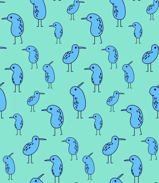Padrão sem costura com pássaros kiwi em um fundo turquesa Ilustrações De Stock Royalty-Free