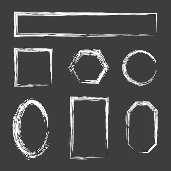 Elle çizilmiş kare kümesi. Çizgi film vektör geometrik sınırları. 