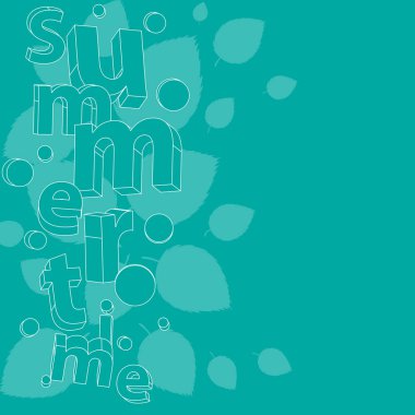 Hafif yaz arka plan ile 3d mektup ve yaprakları. Vektör çizim