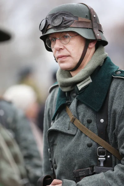 Beyaz Rusya, Gomel, 21 Kasım 2016, İkinci Dünya Savaşı savaş yeniden inşası. İkinci Dünya Savaşı Alman asker. Alman asker