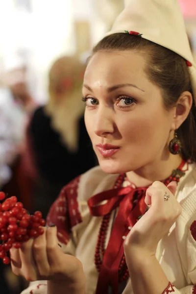 Fehéroroszország Gomel Folk Museum 2016 Újjáépítés Hagyományos Esküvő Xix Lány — Stock Fotó