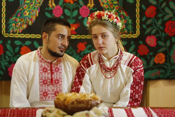 Belarus Gomel Folk Museum 2016 Ano Reconstrução Antiga Cerimónia Casamento — Fotografia de Stock