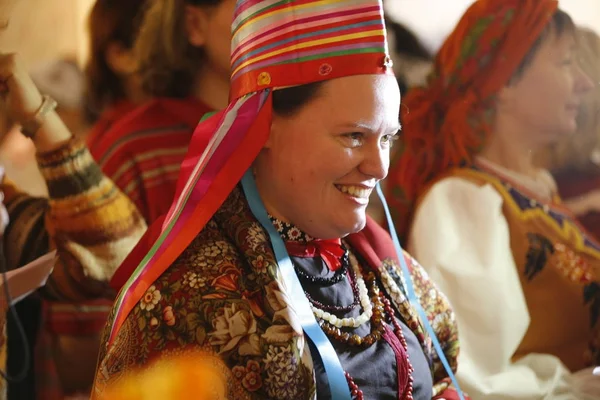 Bielorussia Gomel Folk Museum 2016 Anno Matrimonio Vintage Rito Donna — Foto Stock