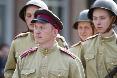 Beyaz Rusya, Gomel, 09 Eylül 2017. Şehir günü kutlama. Beyaz Rusya, Gomel, Eylül 09, 2017.soldier İkinci Dünya Savaşı