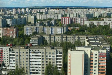 Alan panel ev sahipliği yapmaktadır. Yüksek binalar. Rus şehirler