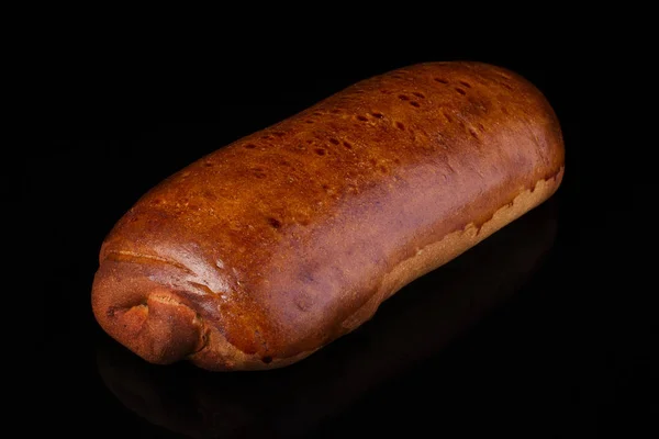 Loaf Bun Tradicional Com Massa Levedura Fundo Escuro — Fotografia de Stock