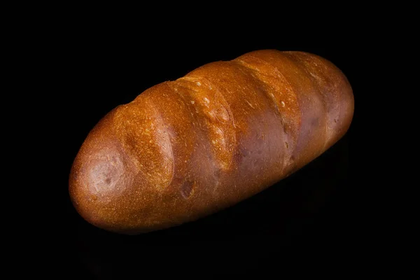 Vitt Bröd Svart Bakgrund Limpa — Stockfoto