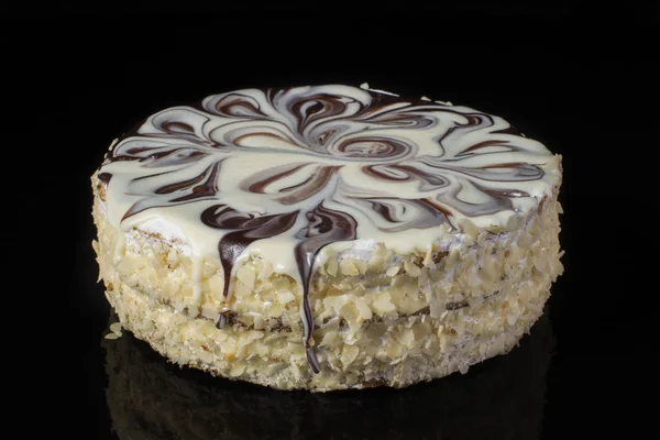 Gâteau Décoré Maille Chocolat Crème Beurre Sur Fond Sombre Gros — Photo