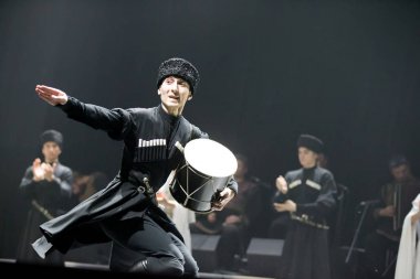 Beyaz Rusya, Gomel, 27 Şubat 2018. Konser salonu. Konuşma ulusal Gürcü bale Sukhishvili
