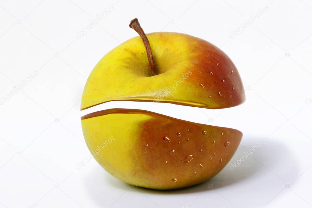 Apple creative cut on a white background. Apple of discord