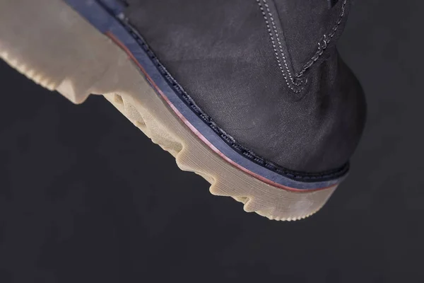 Bagian Dari Sepatu Kulit Close Sebuah Fragmen Dari Tekstur Sepatu — Stok Foto