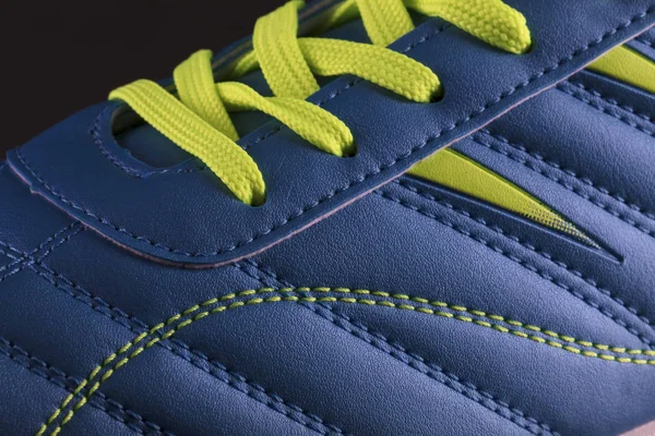Texture Une Sneaker Bleue Gros Plan Partie Chaussures Sport Cuir — Photo