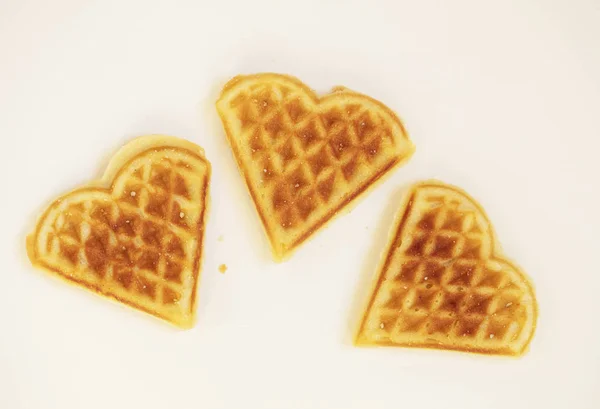 Heart Shaped Cookies Viennese Waffles White Background — Stock Photo, Image