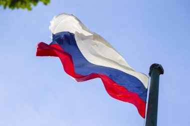Rus bayrağı bayrak direğinde gelişiyor.