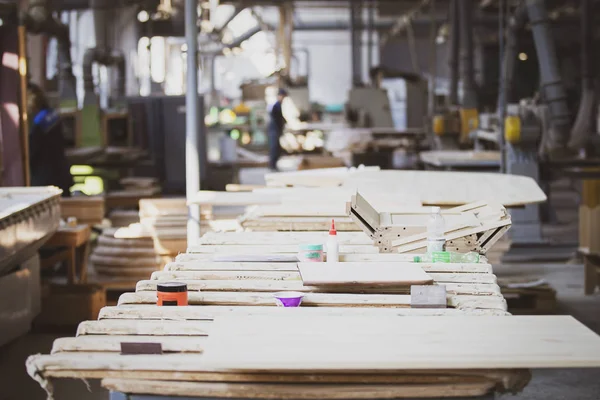 Woodworking Industry Furniture Workshop Wooden Blanks Furniture Backwash Workshop Production — Stock Photo, Image