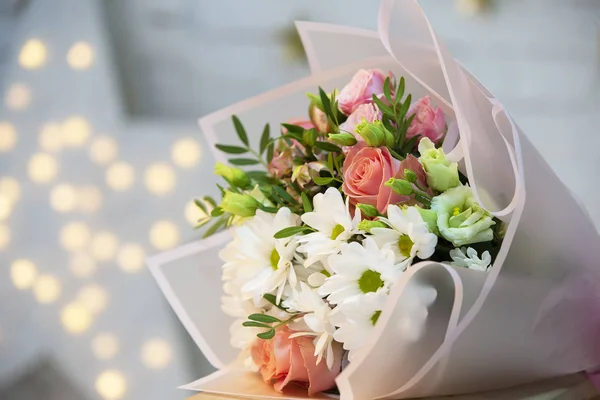 Bouquet Flowers Bokeh Background Floristics Luxurious Flowers Gift — Stock Photo, Image