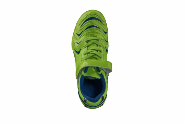 Зеленый Глянцевый Кроссовок Белом Фоне Спортивная Обувь — стоковое фото