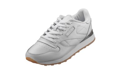 Spor ayakkabılar. Beyaz arka planda beyaz spor ayakkabı.