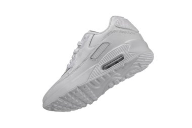 Spor ayakkabılar. Beyaz arka planda beyaz spor ayakkabı.