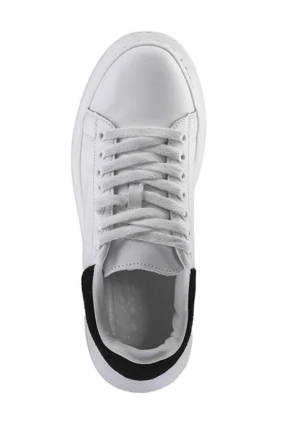 Sport Shoes White Sneaker Black Insert White Background — Stock Photo, Image