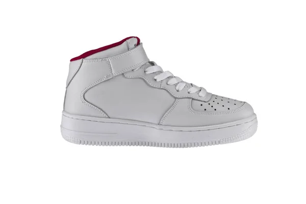 Sport Shoes White Sneaker Red Insert White Background — 스톡 사진