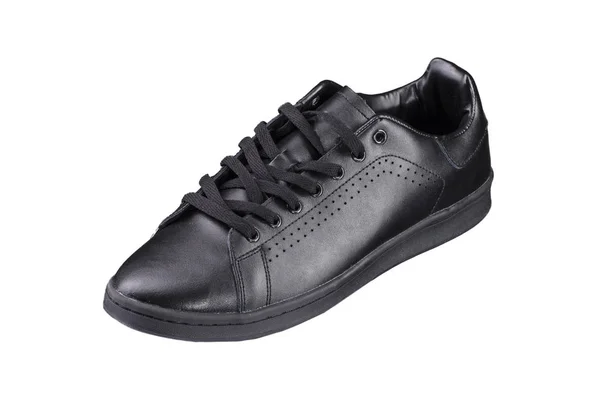 Sportschoenen Zwarte Sneaker Een Witte Achtergrond Schoen — Stockfoto