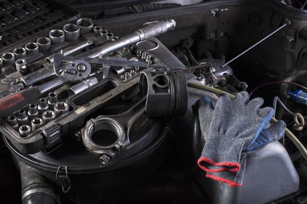 Bilservice Reparation Kolvsystemet Reparation Bilmotorer — Stockfoto