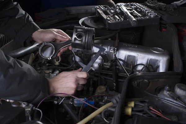 Mantenimiento Del Motor Del Coche Reparación Del Sistema Pistones Las — Foto de Stock