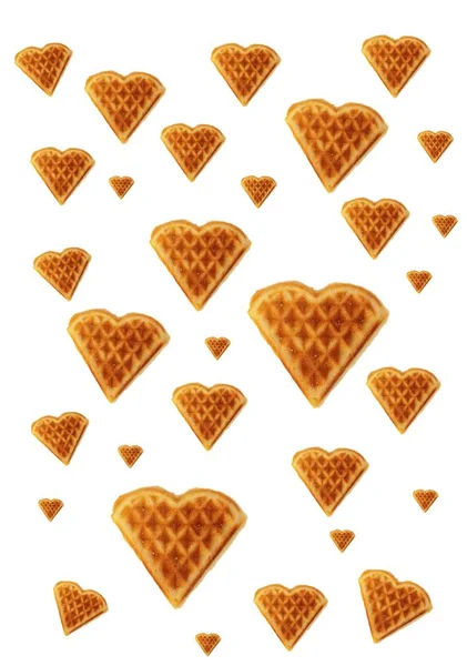 Monte Biscoitos Forma Coração Diferentes Formas Waffles Vienenses Forma Coração — Fotografia de Stock