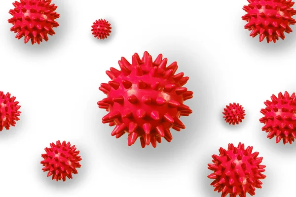 Abstrait Molécule Coronovirus Rouge Sur Fond Blanc Concept Propagation Coronovirus — Photo