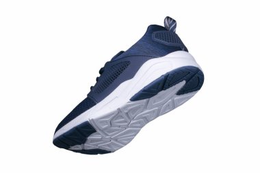 Spor ayakkabılar. Deri aksanlı kumaştan yapılmış mavi spor ayakkabı..