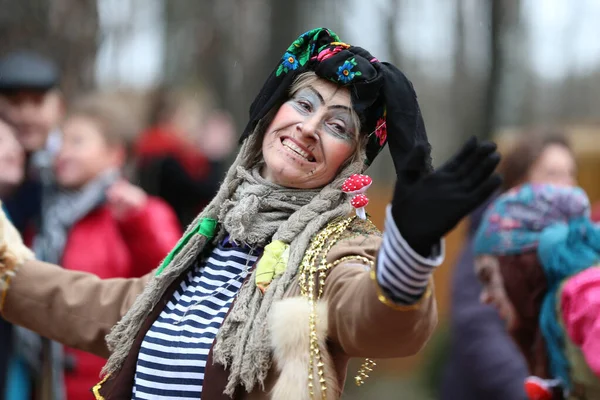 Baba Yaga Tatildeki Rus Cadısı Peri Masalı Kostümlü Kadın — Stok fotoğraf