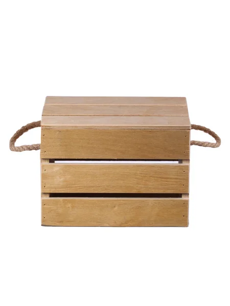 Wooden Box Made Boards Rope Handles Storage Container — Stock Photo, Image